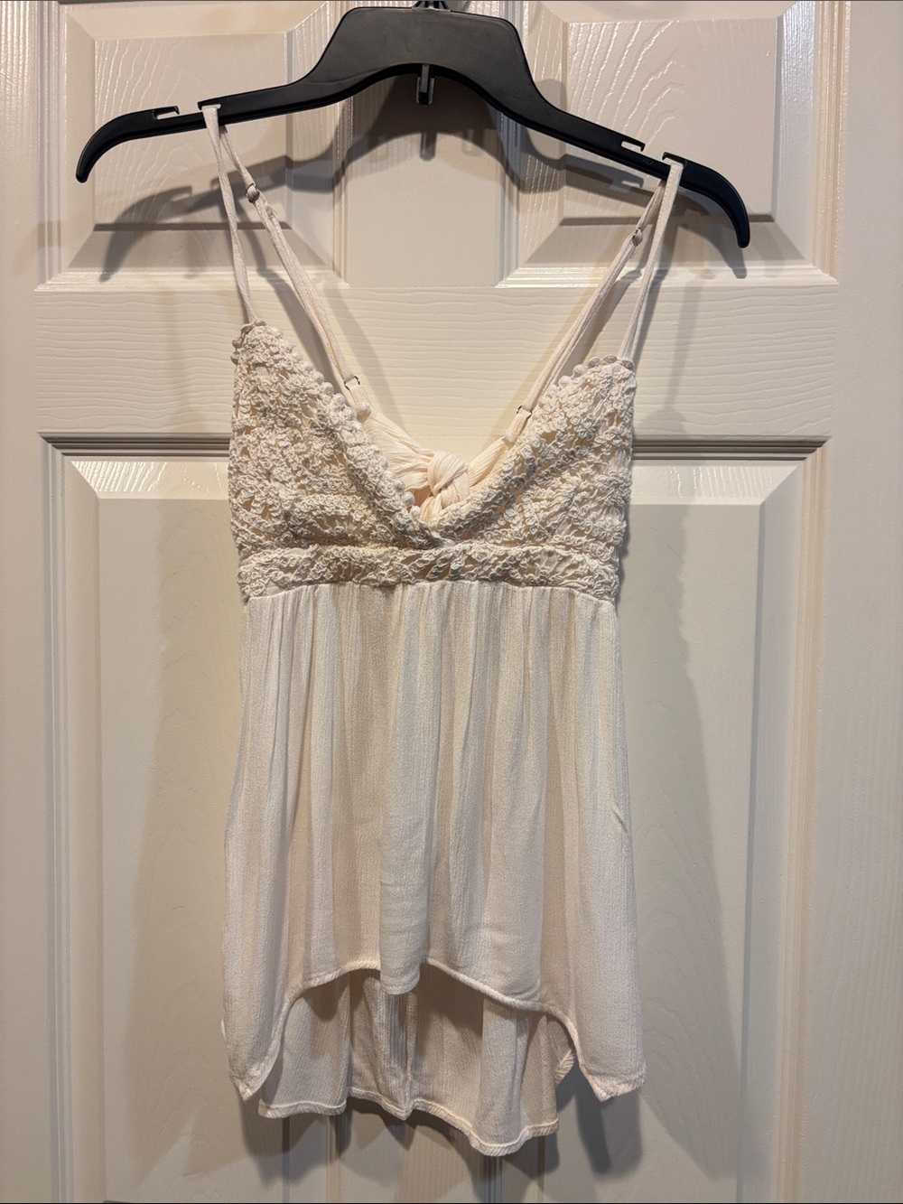 Ivory detail knitted Bohemian tank top
